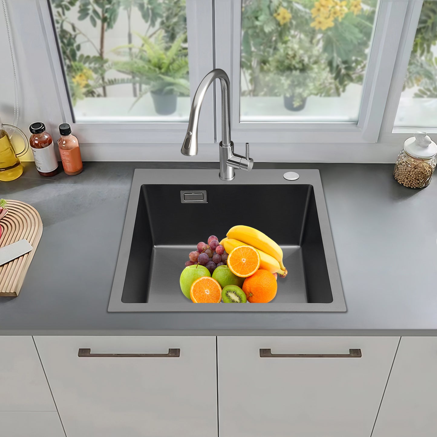 45*50 sink+ drainer- length 45 width 50 (black), stainless Steel Golden Rectangular Sink for Kitchens, Restaurants, Cafes, Bars, Hotels