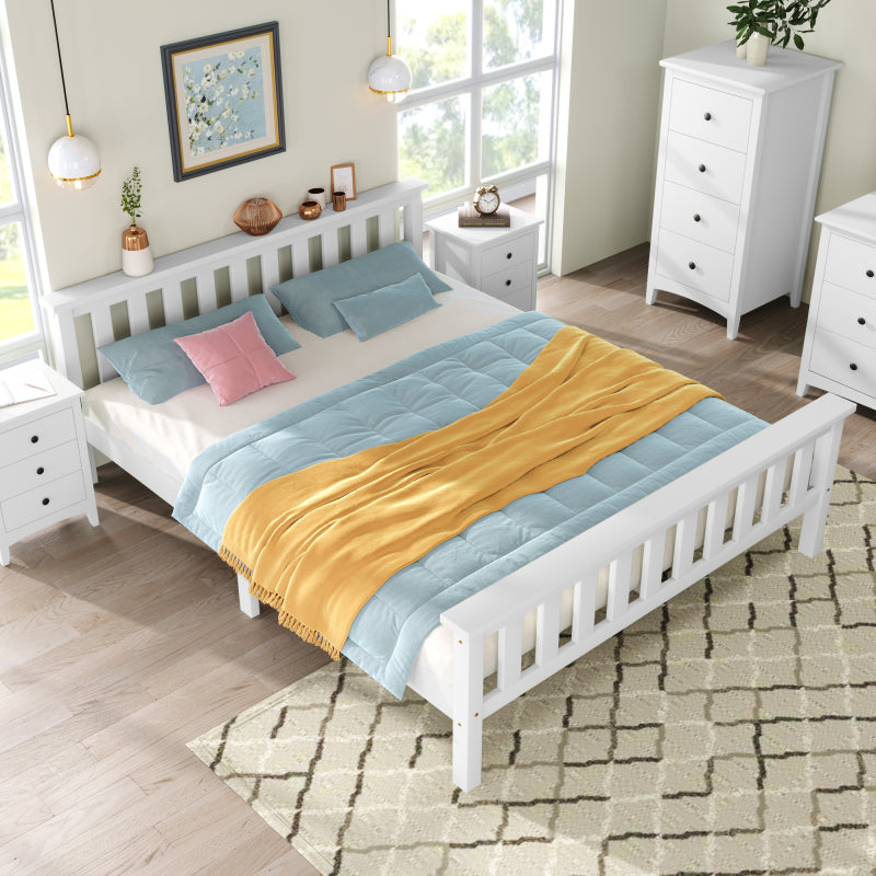 2-Persoons Bed – Tweepersoonsbed – Houten Bed – Bedframe – Bed Met Lattenbodem – Massief Dennehouten Frame – 140 x 200 cm – Opbergruimte Onder Bed 23,5 cm