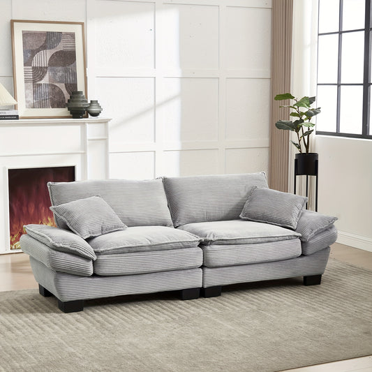 Slaapbank – Bedbank – Logeerbank – Zitbank – Bedbank – Hardhouten Frame – Pluizig Kussen & Beddengoed – Modern Minimalistisch – Lichtgrijs