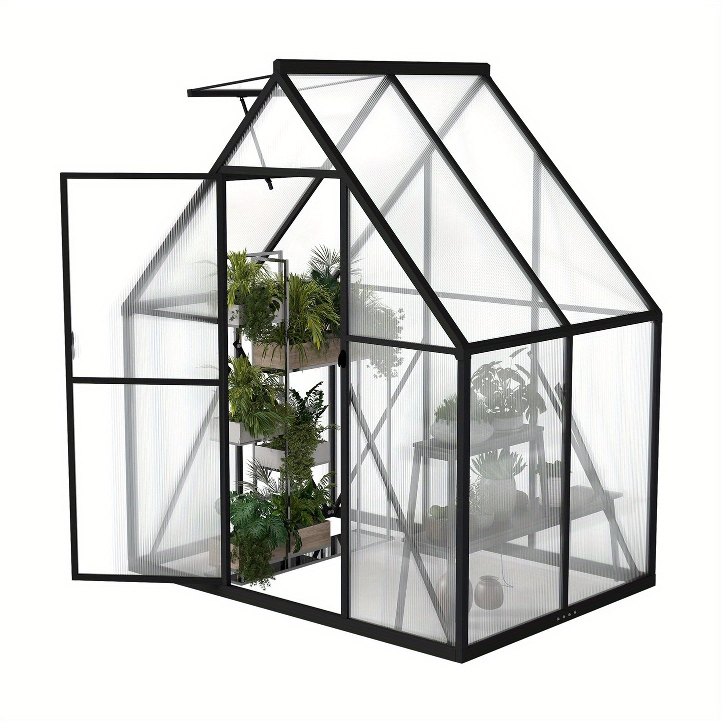 Walk-In Kas – Tuinkas – Kasje – Tomatenkas – Plantenkas – Aluminium Frame – Verstevigde Fundering – Dakraam En Deur – 125x180x195 cm