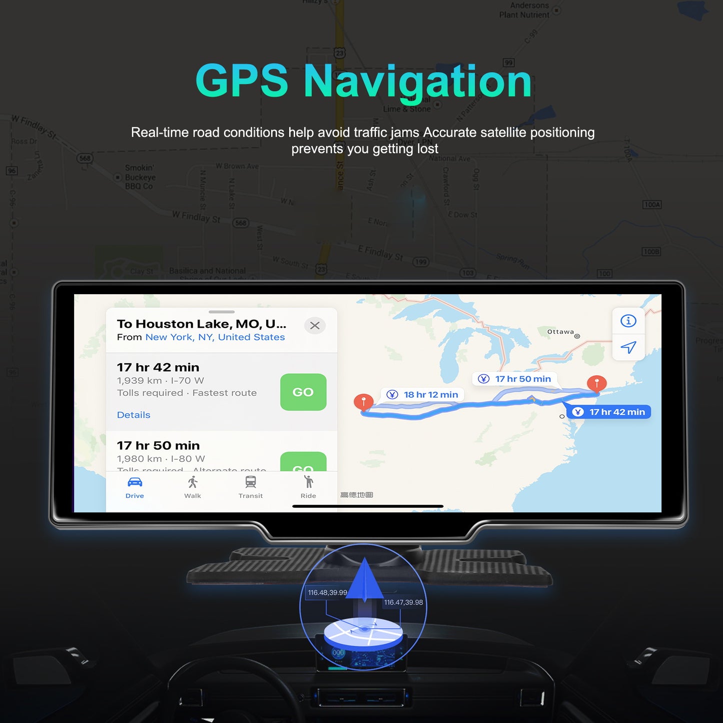 8-Core 2+32G Unique Android 13.0 Carplay Display Android auto Suppport Rear Camera Supports WiFi GPS Android Auto Dashboard Video Recorder, Without Battery