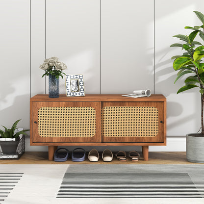Schoenenkast – Schoenenopberger – Schoenenrek – Schoenmeubel – Schoenenkast Notenkleur – Duurzaam Hout – Verstelbare Plank – Geperforeerd Ventilatieontwerp – Moderne Stijl – 104x40x48 cm
