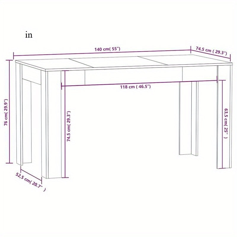 Eettafel – Eetkamertafel – Keukentafel – Werktafel – Bureau – Sonoma Eiken – 140x74 cm – Massief Hout – Multifunctioneel Design – Eenvoudige Montage