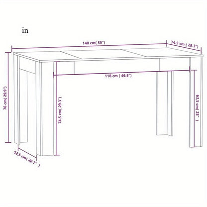 Eettafel – Eetkamertafel – Keukentafel – Werktafel – Bureau – Sonoma Eiken – 140x74 cm – Massief Hout – Multifunctioneel Design – Eenvoudige Montage