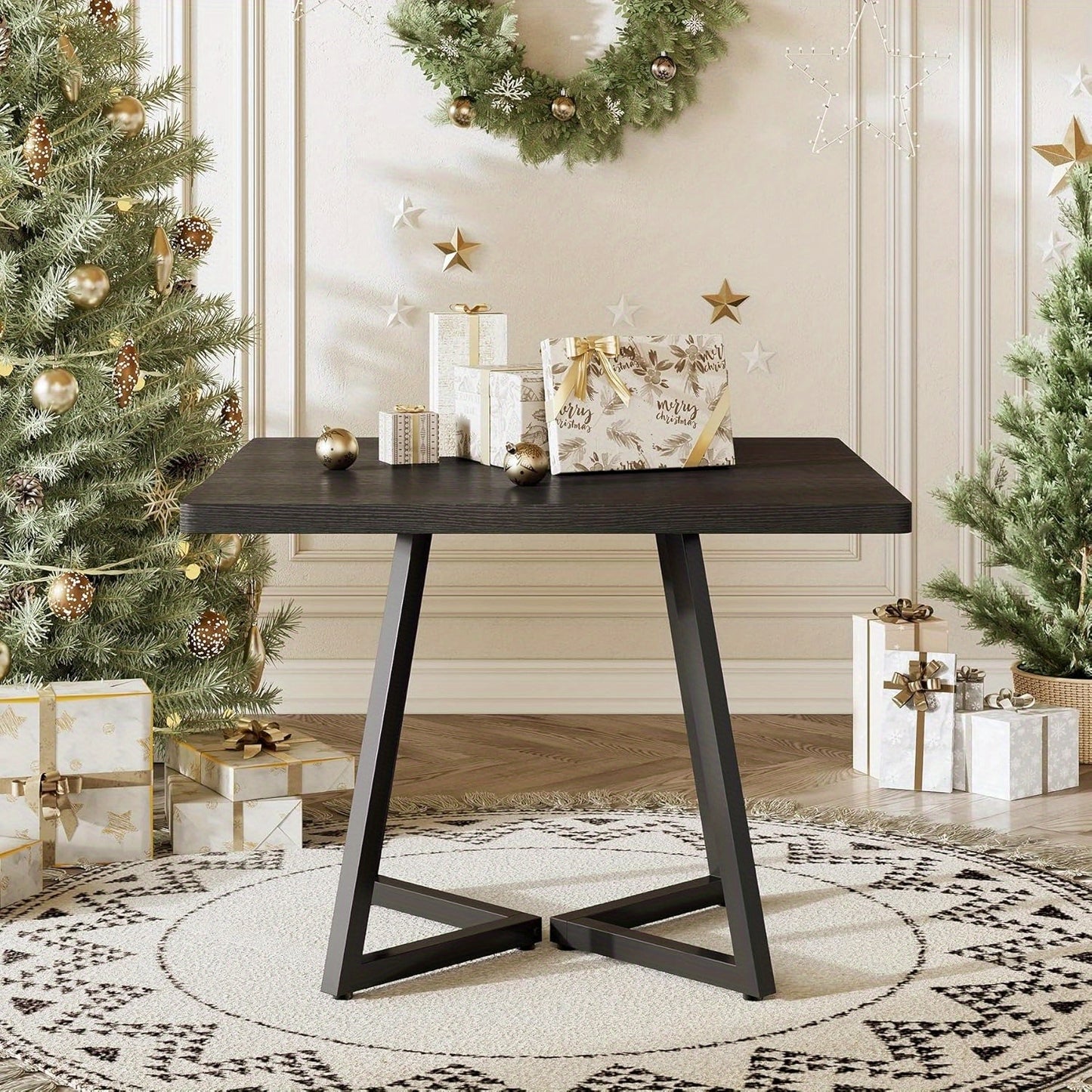 Eettafel – Tafel – Keukentafel – Dinertafel – Ontbijttafel – Zwart – Compact 80 cm – Metallenen Poten