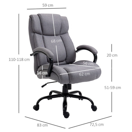 Bureaustoel – Ergonomische Stoel – Kantoorstoel – Draaistoel – Gamestoel – Verstelbare Kantelfunctie – Max. 220 kg Draagvermogen – Zwarte Stof Met Vijf Wielen