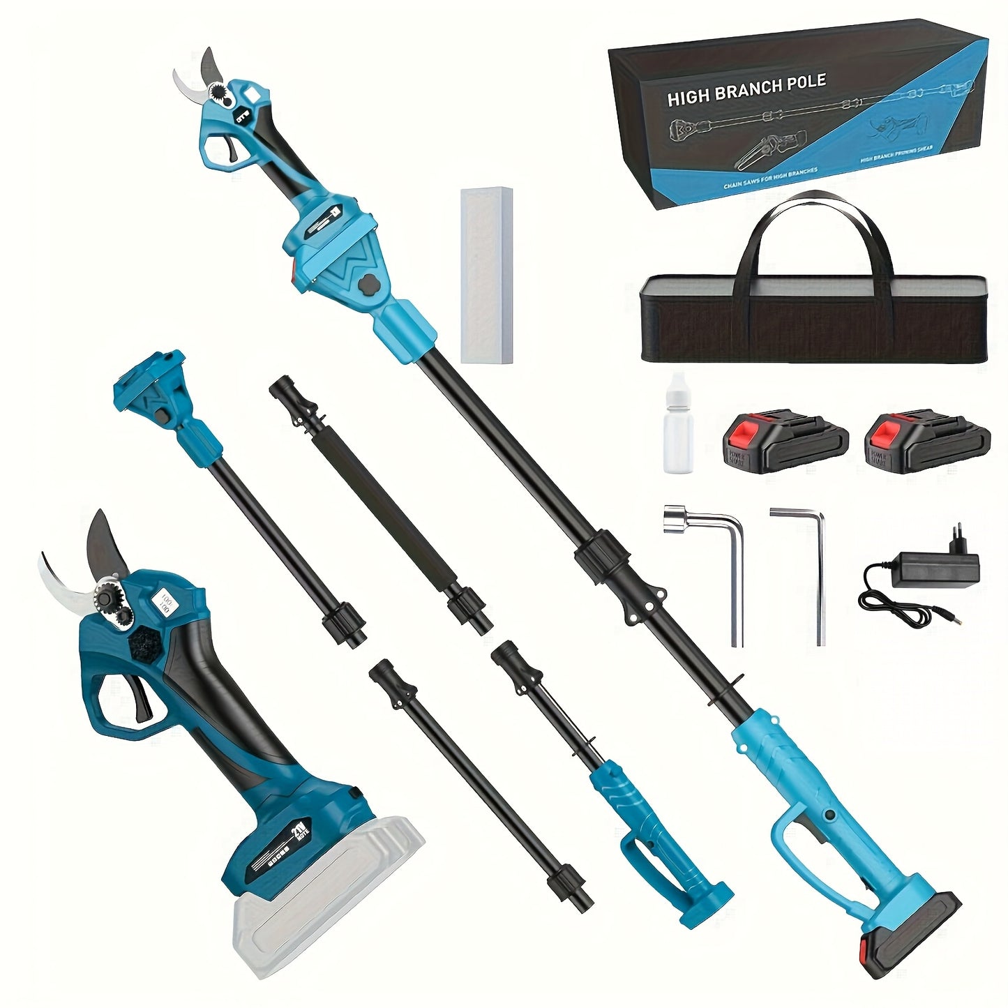 Elektrische Snoeischaar – Snoeigereedschap – Takkenschaar – Tuinschaar – Verlengsteel – Uitschuifbare Steel 50-200 Cm – Lithiumbatterij