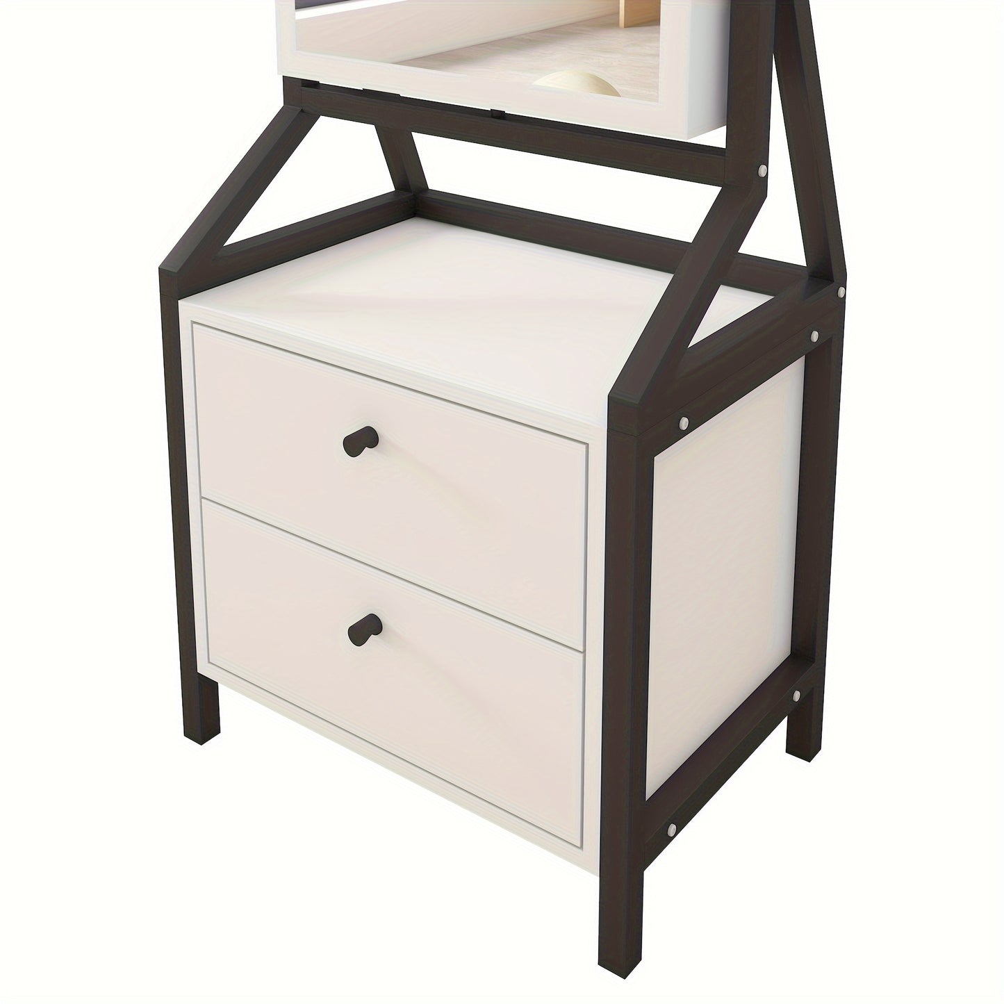 Makeupspiegelkast – Sieradenkast – Make-upkast – Kaptafel – Spiegelkast – 360° Draaibaar – Wit Hout – 2 Lade Opbergruimte
