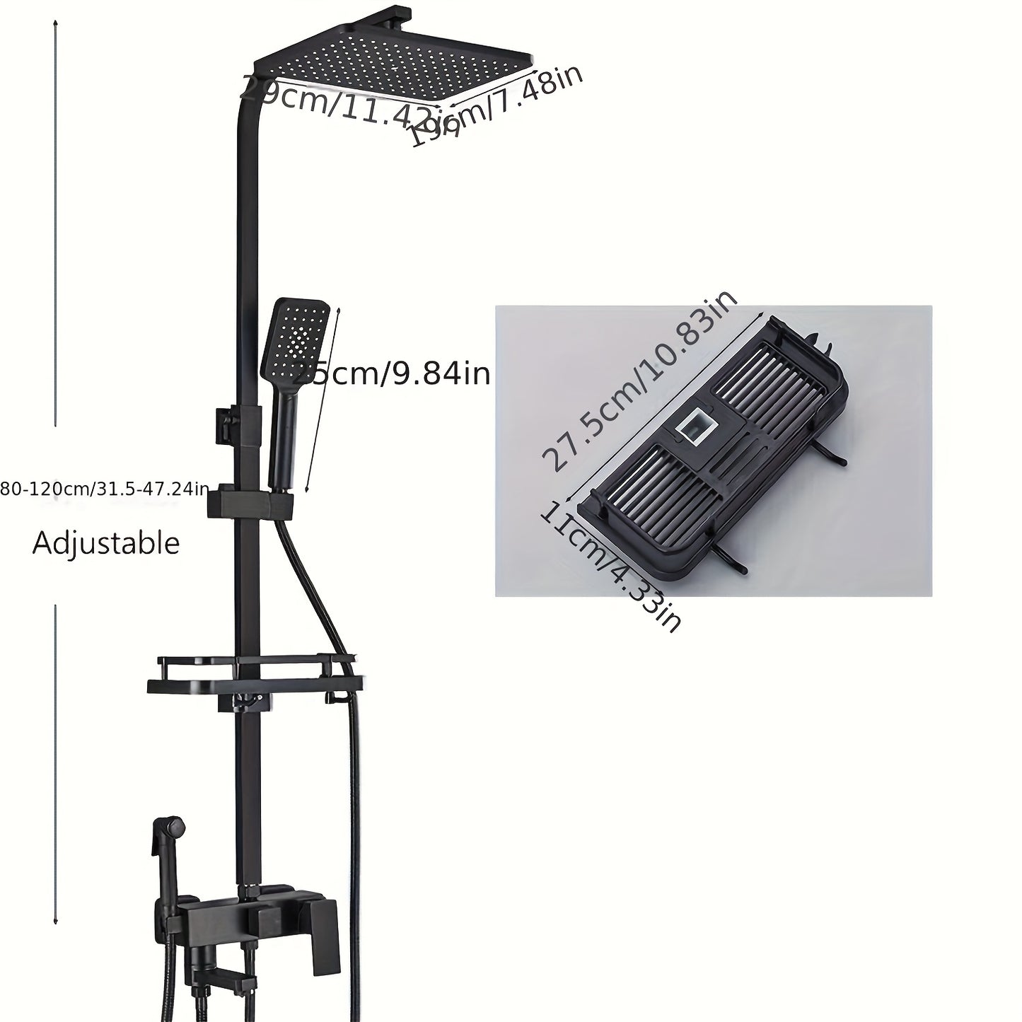 Matte Zwarte Douchekraan – Zwarte Doucheset – Regen Douchekop – Externe Douchekraan – Douche Thermostaat – Olie-gewreven Afwerking – 8 Inch Regendouche