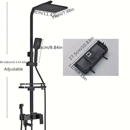 Matte Zwarte Douchekraan – Zwarte Doucheset – Regen Douchekop – Externe Douchekraan – Douche Thermostaat – Olie-gewreven Afwerking – 8 Inch Regendouche