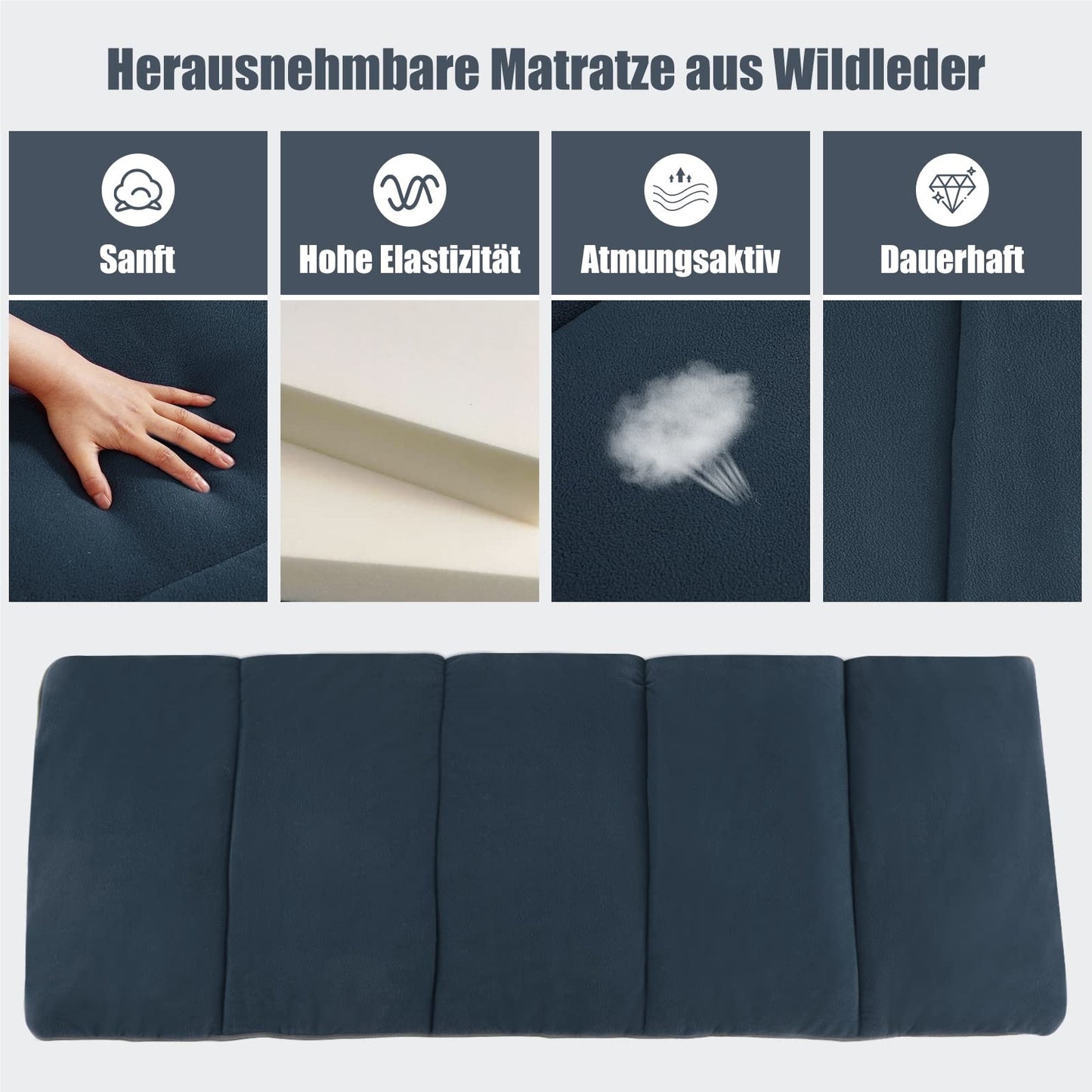 Opvouwbaar Campingbed – Veldbed – Outdoor Bed – Strandbed – Draagbaar Bed – Inclusief Matras En Kussen – Stevige Metalen Frame – Maximaal 150 Kg Belastbaar