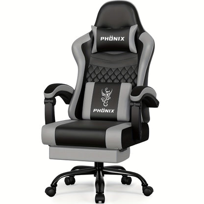 Gamingstoel – Gaming Chair – Gamestoel – PC Stoel – Bureaustoel – Ergonomisch Design – Inklapbare Voetsteun – Verstelbare Rug- en Neksteun – Draaibaar & Hoogte Verstelbaar – Max 150 Kg
