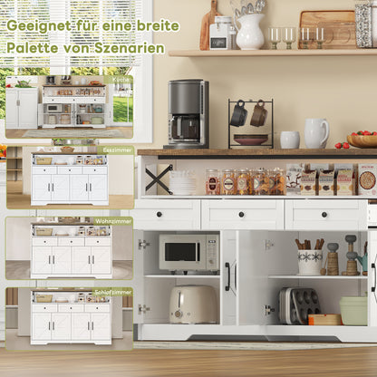 Buffetkastje – Dressoir – Sidetable – Opbergkast –  Landelijke Stijl – 140 CM Breed – Hoogwaardig MDF