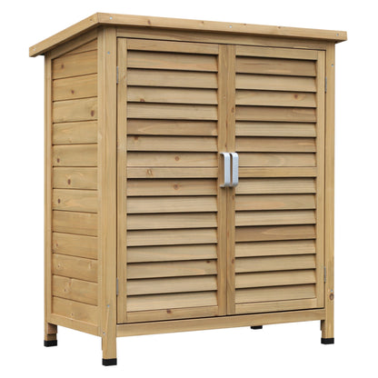 Tuinkast – Tuinberging – Gereedschapskast – Tuinkastje – Buitenberging – Geïmpregneerd vurenhout – Weerbestendig bitumen dak – 87x46x96 cm – Dubbele opbergruimte met plank