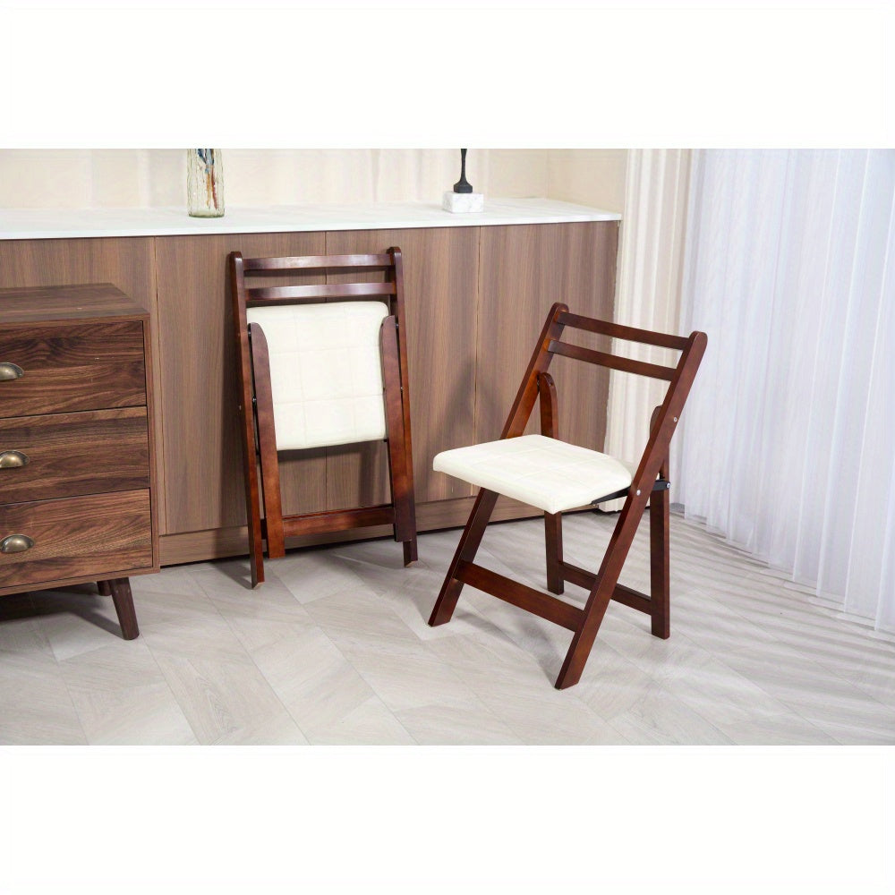 Moderne Opvouwbare Eetkamerstoel – Klapstoel – Ruimtebesparende Stoel – Vouwstoel – Flexibele Zitplaats – Stevige A-Frame Constructie – Comfortabele Witte Kussenzitting
