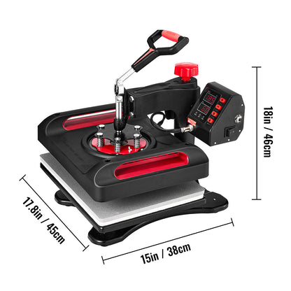 Hittepers – Transferpers – Sublimatiepers – Textieldrukmachine – Warmtepers – 15 x 12 Inch Werkoppervlak – 11-in-1 Accessoires Set