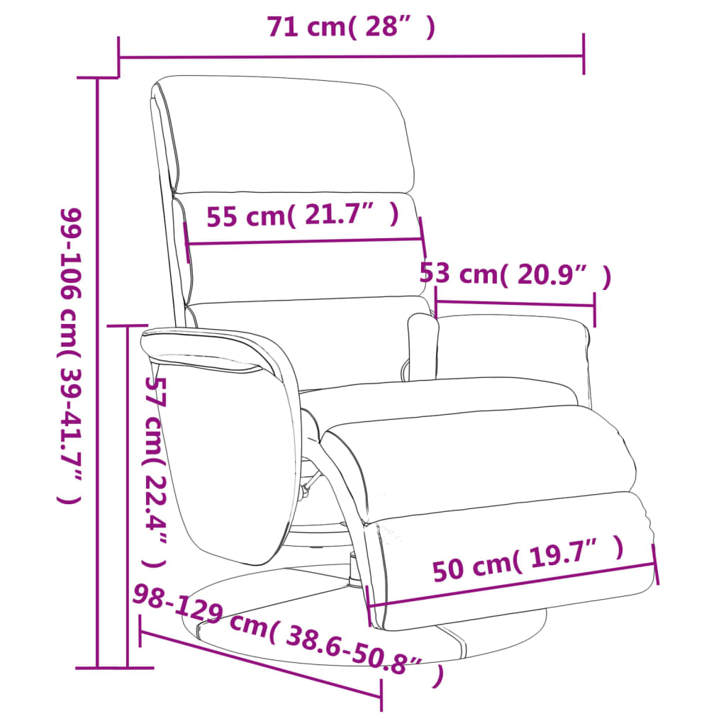 Relaxstoel – Fauteuil – Lounge Stoel – Draaifauteuil – Verstelbare Stoel – Grijs – 360° Draaibaar – Kunstleren Bekleding