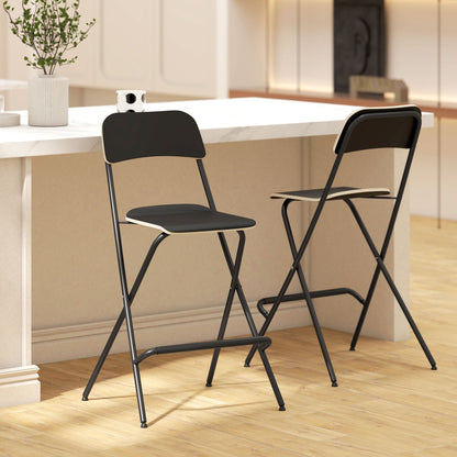 Barkrukken – Barstoelen – Barstoelen Set – Keukenstoelen – Zithoogte 63 cm – Inklapbaar Met Stalen Frame