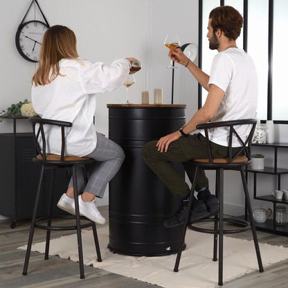 Barstoelen – Barstoelen Met Rugleuning – Keukenstoelen – Barkrukken – Draaistoelen – 63 cm Zithoogte – 360° Draaibaar Met Voetsteun