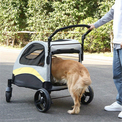 Hondenbuggy – Dierenwagen – Huisdierwagen – Poussette – Wandelwagen – Compact Model 111x100x76 cm – Vier Wielen Met Remmen – Vouwbaar En Sterk Frame