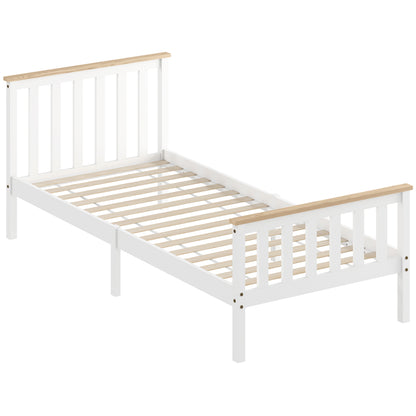 Bedframe Eenpersoonsbed – Eenpersoonsbed – Houten Bed – Kinderbed – Bedombouw – Natuurlijk Hout – Wit Gelakt – Met Opbergruimte Onderbed