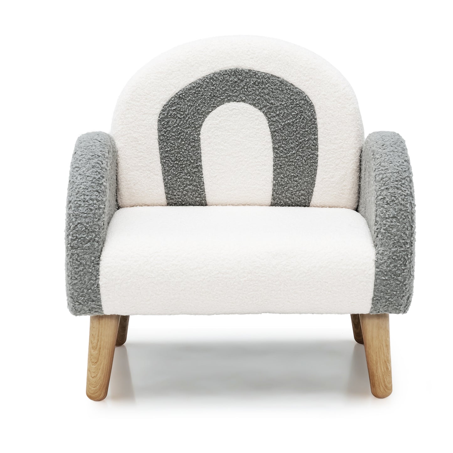 Kinderfauteuil – Kinderstoel – Kinderzitje – Peuterstoel – Kindersofa – Teddy Velvet Bekleding – Stevige Houten Pootjes – Ergonomisch Design – Regenboogpatroon – Voor 3-5 Jaar – Max 50 kg