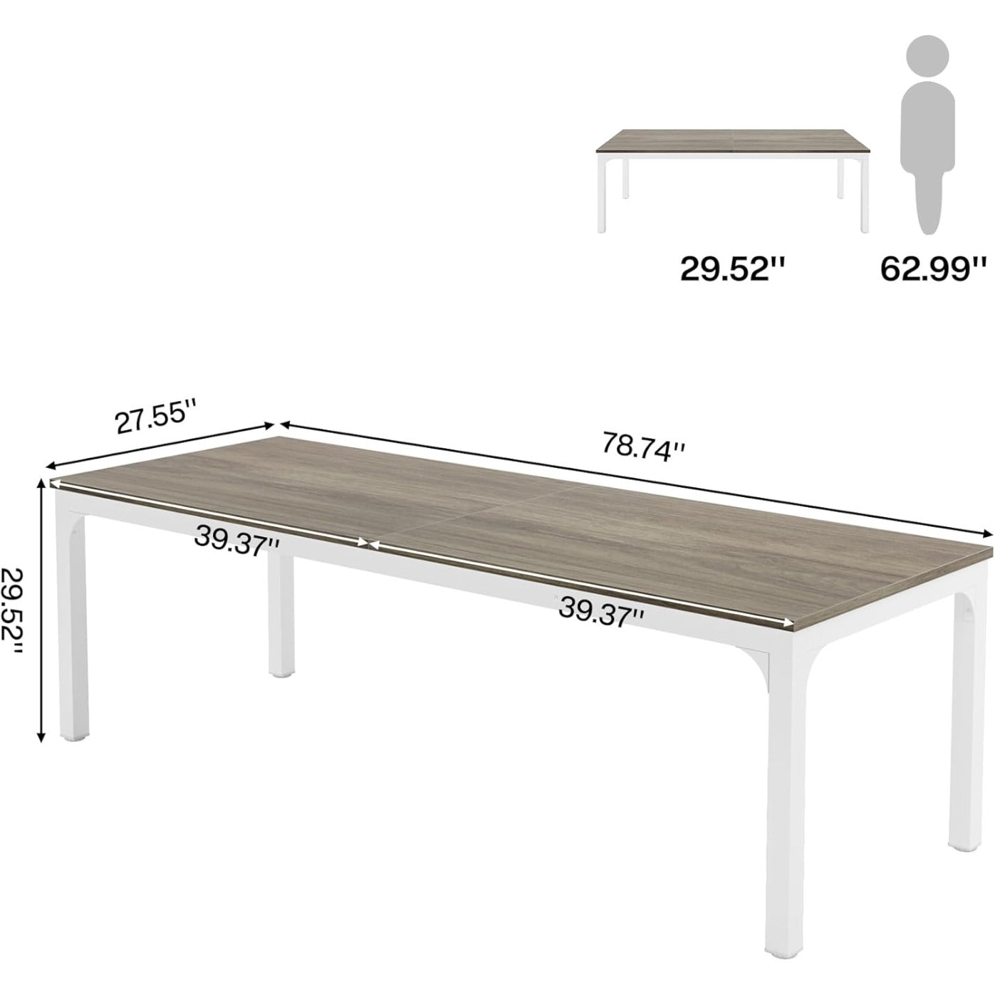 Bureau – Computertafel – Werkplek – Kantoortafel – Vergadertafel – Modern Design – 200 x 70 x 75 cm – Eikenhout