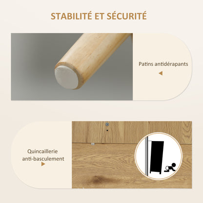 Buffet – Dressoir – Opbergkast – Ladekast – Wandmeubel – Natuurlijk Hout – Rotan Deuren – Verstelbare Planken – 120x40x75 cm