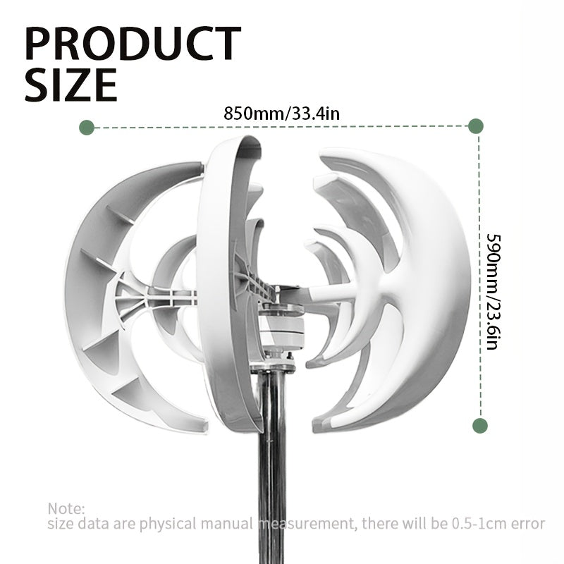 Windmolen – Windturbine – Windgenerator – Tuinwindmolen – Verticale As Windmolen – 12V - 1000W Vermogen – Dubbele en Vijf Bladen Design