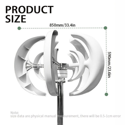 Windmolen – Windturbine – Windgenerator – Tuinwindmolen – Verticale As Windmolen – 12V - 1000W Vermogen – Dubbele en Vijf Bladen Design