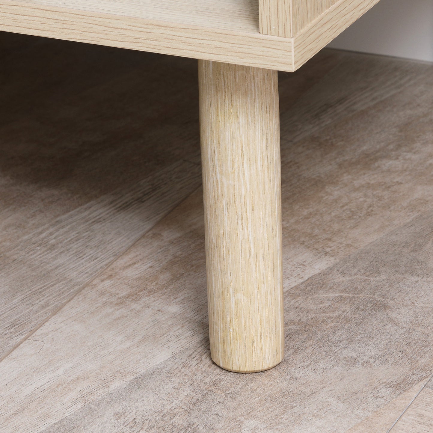 Nachtkastje – Bijzettafel – Sidetable – Bedtafeltje – Set van 2 – Natuurlijk Hout – Laden en Open Vakken – Compact 47x47x50 cm