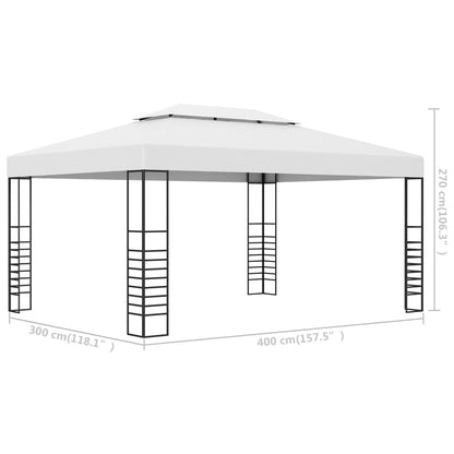 Tuinprieel – Tuinoverkapping – Partytent – Buitenkamer – Zonwering – Stalen Frame – Polyester Dak 3x4 m Wit