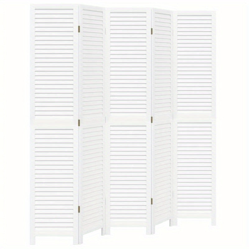 A Room Screen Featuring Five Panels of Solid Paulownia Wood in White. It Is Beautiful And Offers Privacy, Making It Ideal for Offices, Bedrooms, And Living Rooms., Bedroom Partition|Sleek Panel Design|Durable Construction