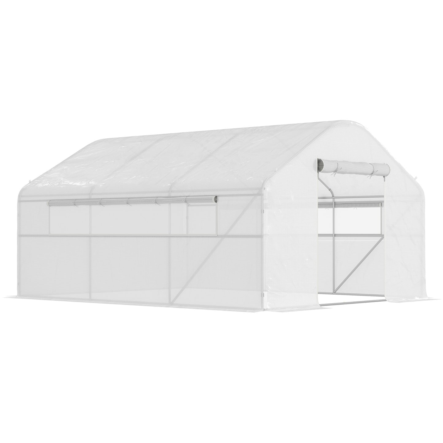 Kassen – Tuinkas – Groentetunnel – Kas – Tunnelkas – 12 m² – UV-bestendig PE 140 g/m² – Verzinkt Stalen Frame – Wit