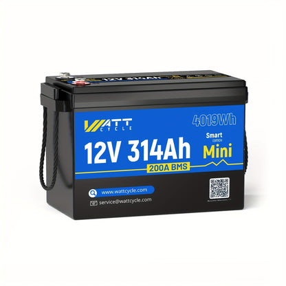 12V 314Ah LiFePO4 Accu – Lithium Batterij – Diepcyclische Accu – Camper Accu – Off-grid Accu – Hoge Capaciteit 4019Wh – Ingebouwde 200A BMS Veiligheid