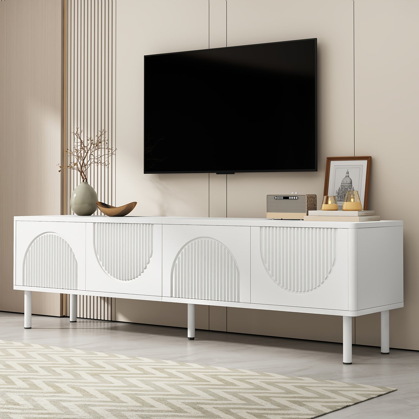 TV-meubel – Tv-standaard – Tv-kast – Mediameubel – Dressoir – Modern Wit – 180 cm Breed – Ruimtebesparend Ontwerp – Duurzame Stevige Constructie
