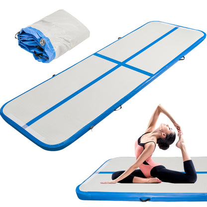 10FT PVC Air Mat | 3m×1m×10cm Inflatable Tumbling Gymnastics Mat for Yoga Training, Solid Color in, Purple, Fluorescent Green - Youyijia