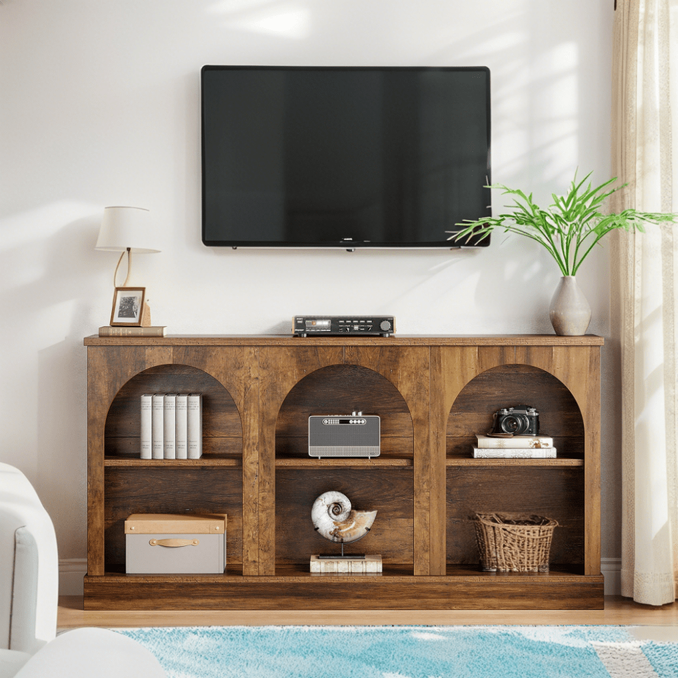 Console Tafel – Sidetable – Halmeubel – Opbergtafel – TV Meubel – Industrieel Design – 160 cm Breed – MDF Donkerbruin