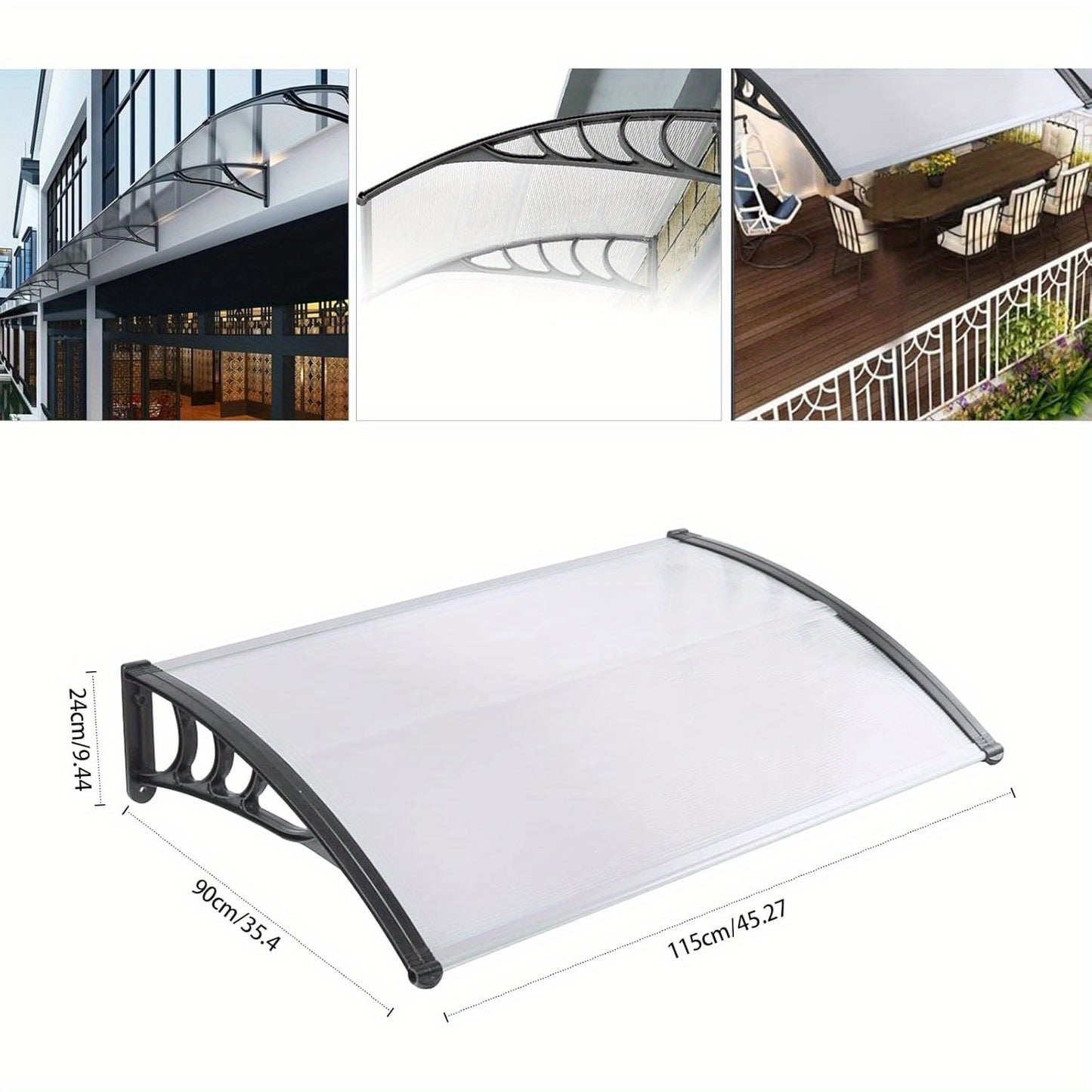 Deurkap – Deuroverkapping – Voordeur Overkapping – Balkonkap – Regendak – Transparant Polycarbonaat – Weerbestendig & Brandvertragend – 150 cm Breedte