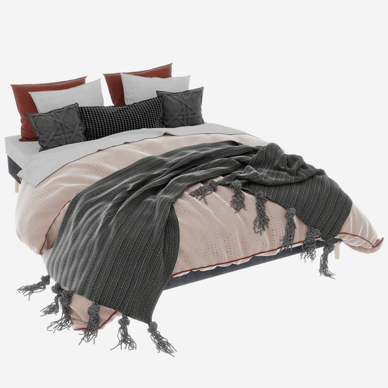 Bedframe – Tweepersoonsbed – Platformbed – Gestoffeerd Bed – Slaapbank – Grijze Dutch Velvet Bekleding – Stevig Metalen Frame – Geschikt Voor Matras 160x200 cm