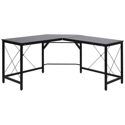 Modern L-Shaped Corner Computer Desk with Storage Shelf - Heavy-Duty MDF & Steel Construction, Space-Saving Home Office Desk with Spacious Work Surface, Black Finish, 150x150x76cm (59"x59") - Ideal for Dual Monitor Setup, Stu