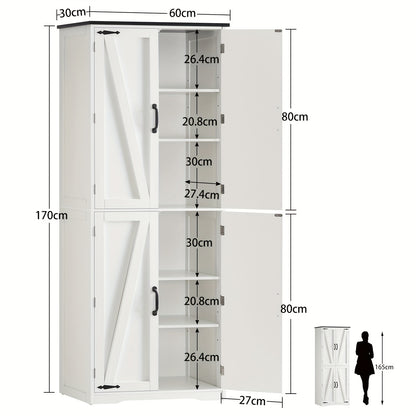 Witte Opbergkast – Bergkast – Kledingkast – Keukenkast – Vitrinekast – 170 cm Hoog – Verstelbare Planken