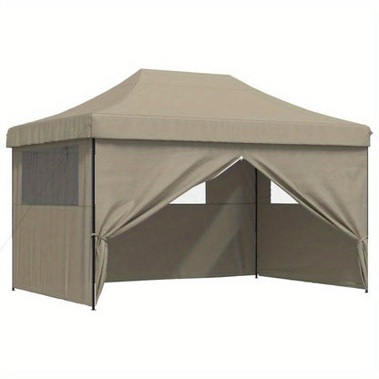 Partytent – Opvouwbare Tent – Vouwtent – Feesttent – Pop-up Tent – Taupe – 4 Zijwanden – Snel Op te Zetten