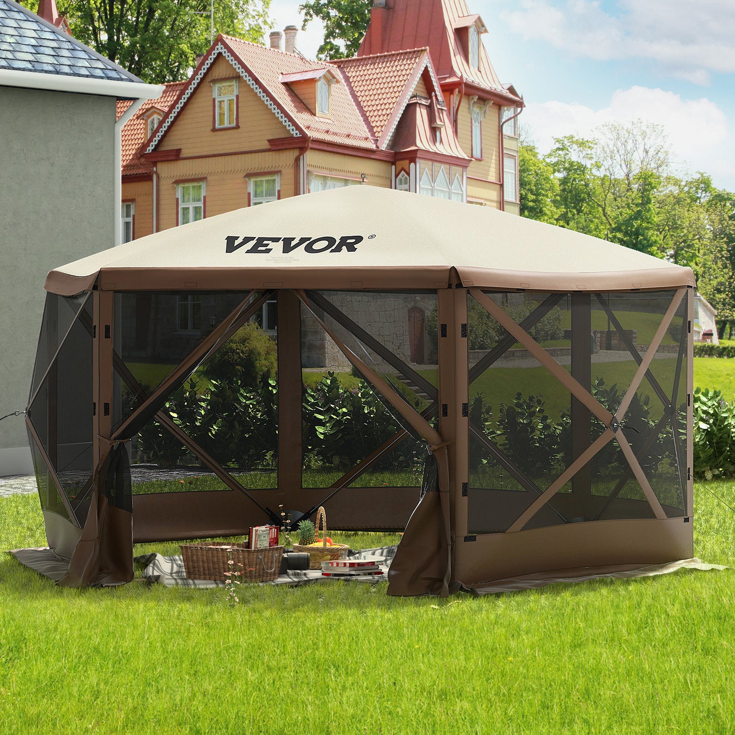 Campinggazebo – Partytent – Schaduw Tent – Outdoor Overkapping – Pop-up Tent – 3x3 Meter – Waterafstotend & Insectenwerend