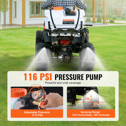 Veldspuit – Rugspuit – Sproeier – Spuitmachine – ATVsproeier – 60 Liter Inhoud – Instelbare Druk 0-72 PSI