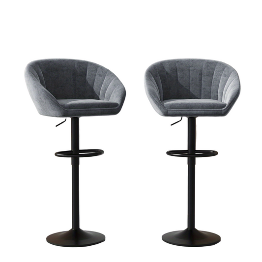 Barstoelen – Barkrukken – Barstoelen Met Rugleuning – Keukenstoelen – Stoelen Voor Bar – Set Van 2 Donkergrijs – Verstelbare Zithoogte – 360° Draaibaar