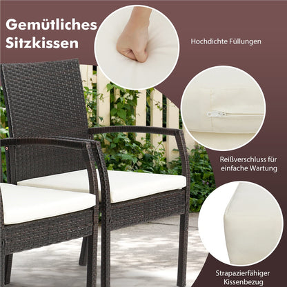 Tuinstoel – Rattan Stoel – Tuinstoelen Set – Balkonstoel – Terrasstoel – Ergonomisch Comfort – Weerbestendig PE-Rattan