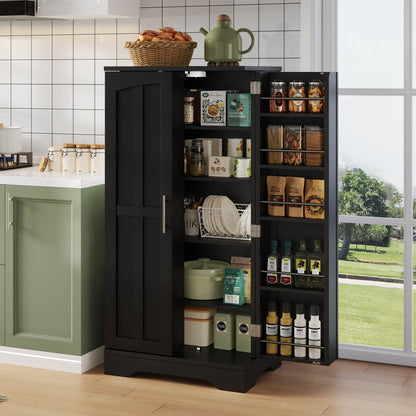 Keukenkast – Sideboard – Opbergkast – Buffetkast – Keukenmeubel – Zwart – 120x60x40 cm – Verstelbare Planken – Ruime Dubbele Deuren