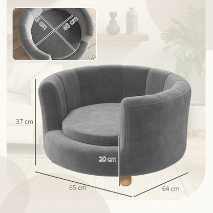 Huisdierenbank – Dierenbank – Huisdieren Sofa – Dierenkussen – Kleine Hond Bed – Grijs – Verhoogd Ontwerp – Afneembare Wasbare Kussenhoes