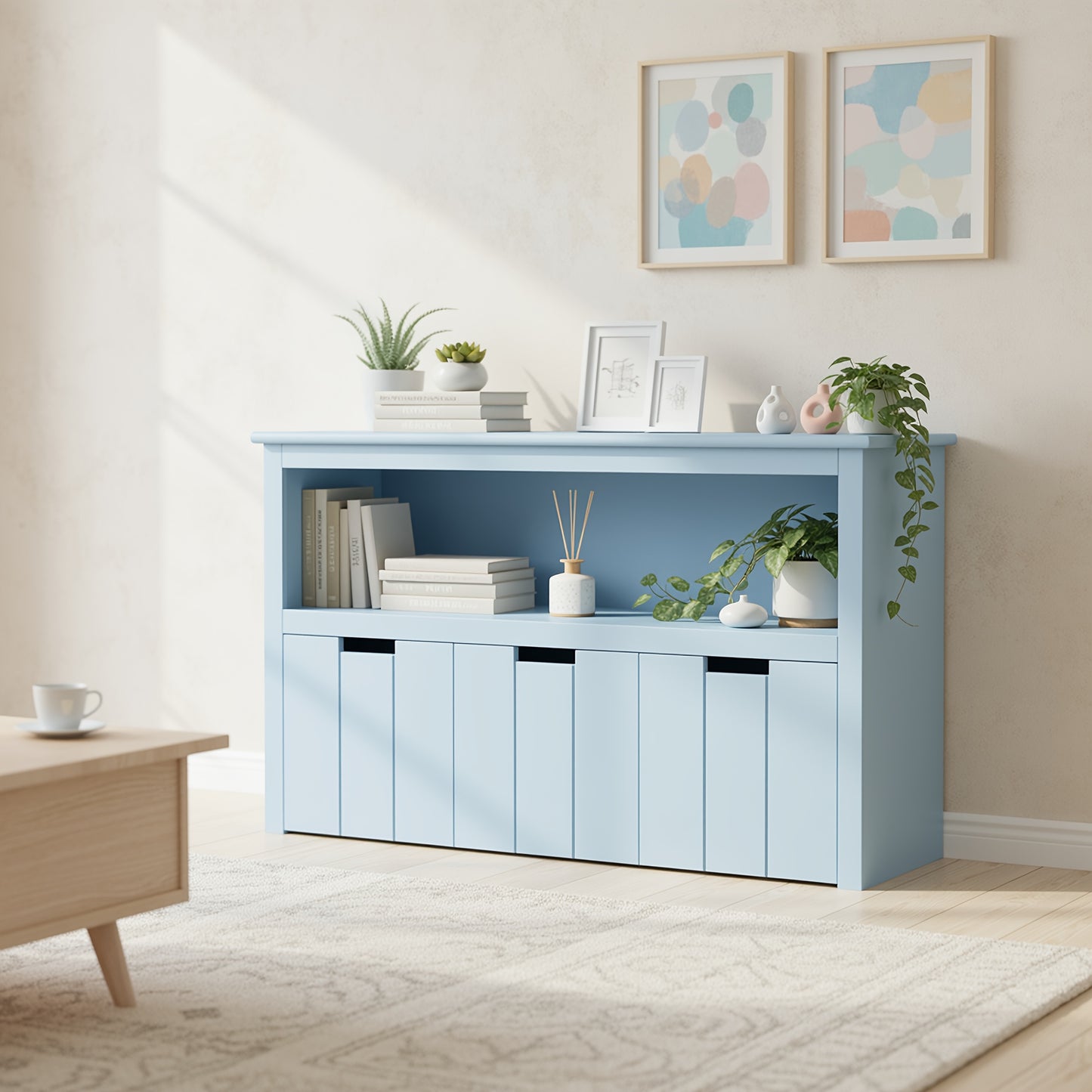 Rolluikkastje – Opbergkast – Roldeurkast – Archiefkast – Kantoorkast – Houten Mobiele Opbergkast – 3 Lades Met Boekenplank – Wieltjes Voor Gemakkelijke Mobiliteit
